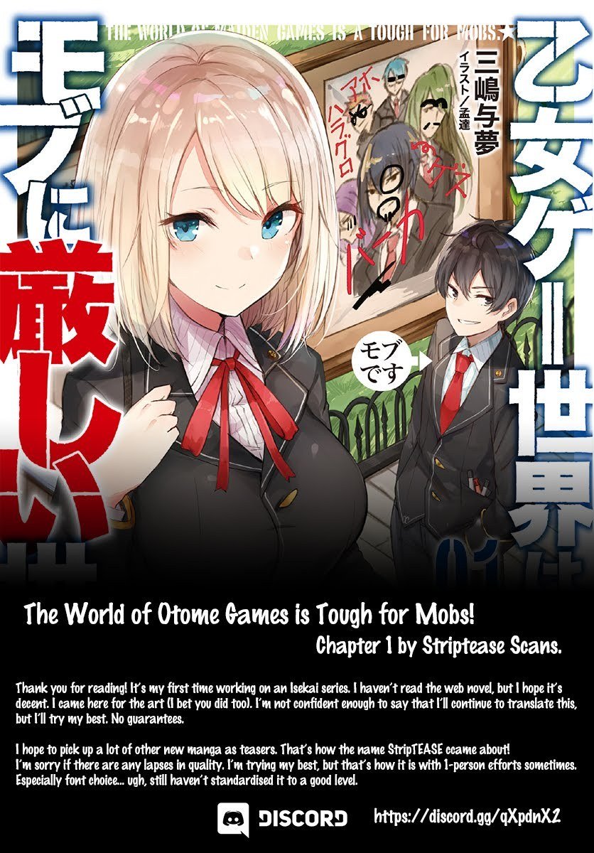 Otome Game Sekai wa Mob ni Kibishii Sekai Desu Chapter 01 Bahasa Indonesia