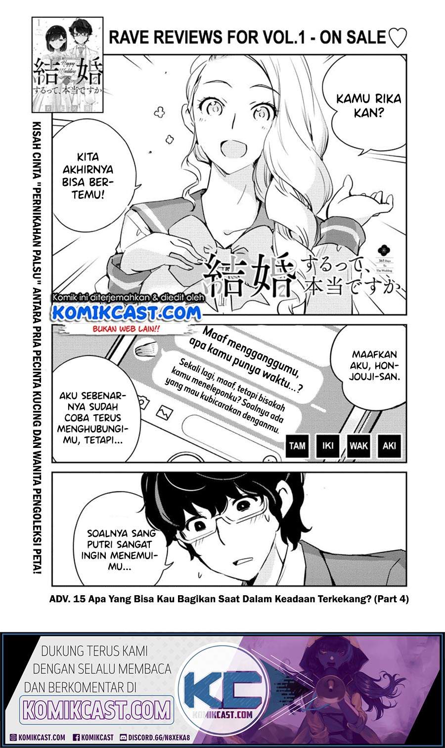 Kekkon Surutte, Hontou Desu Ka? Chapter 15 Bahasa Indonesia