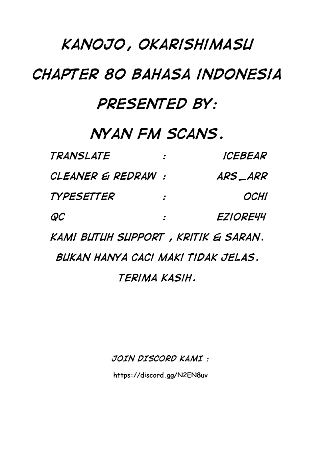 Kanojo, Okarishimasu Chapter 80 Bahasa Indonesia