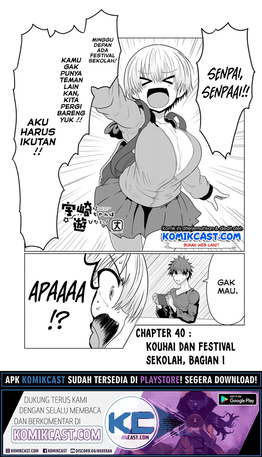 Uzaki-chan wa Asobitai! Chapter 40 Bahasa Indonesia
