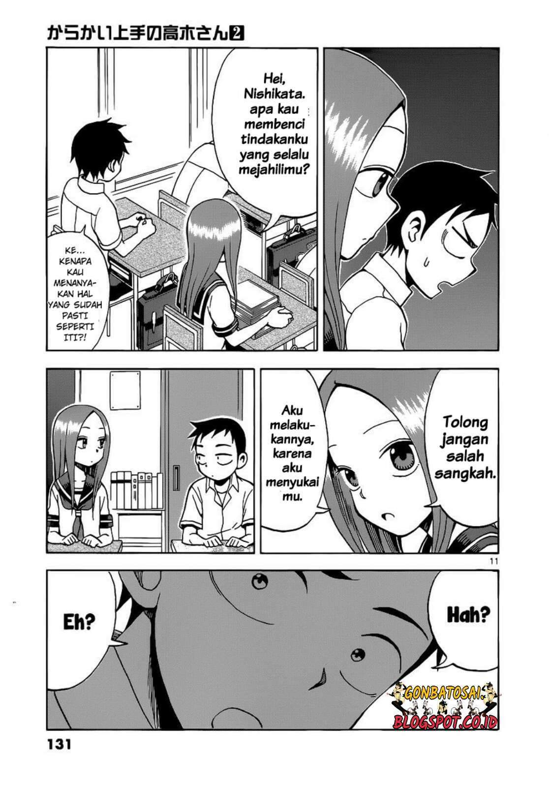 Karakai Jouzu no Takagi-san Chapter 17 Bahasa Indonesia