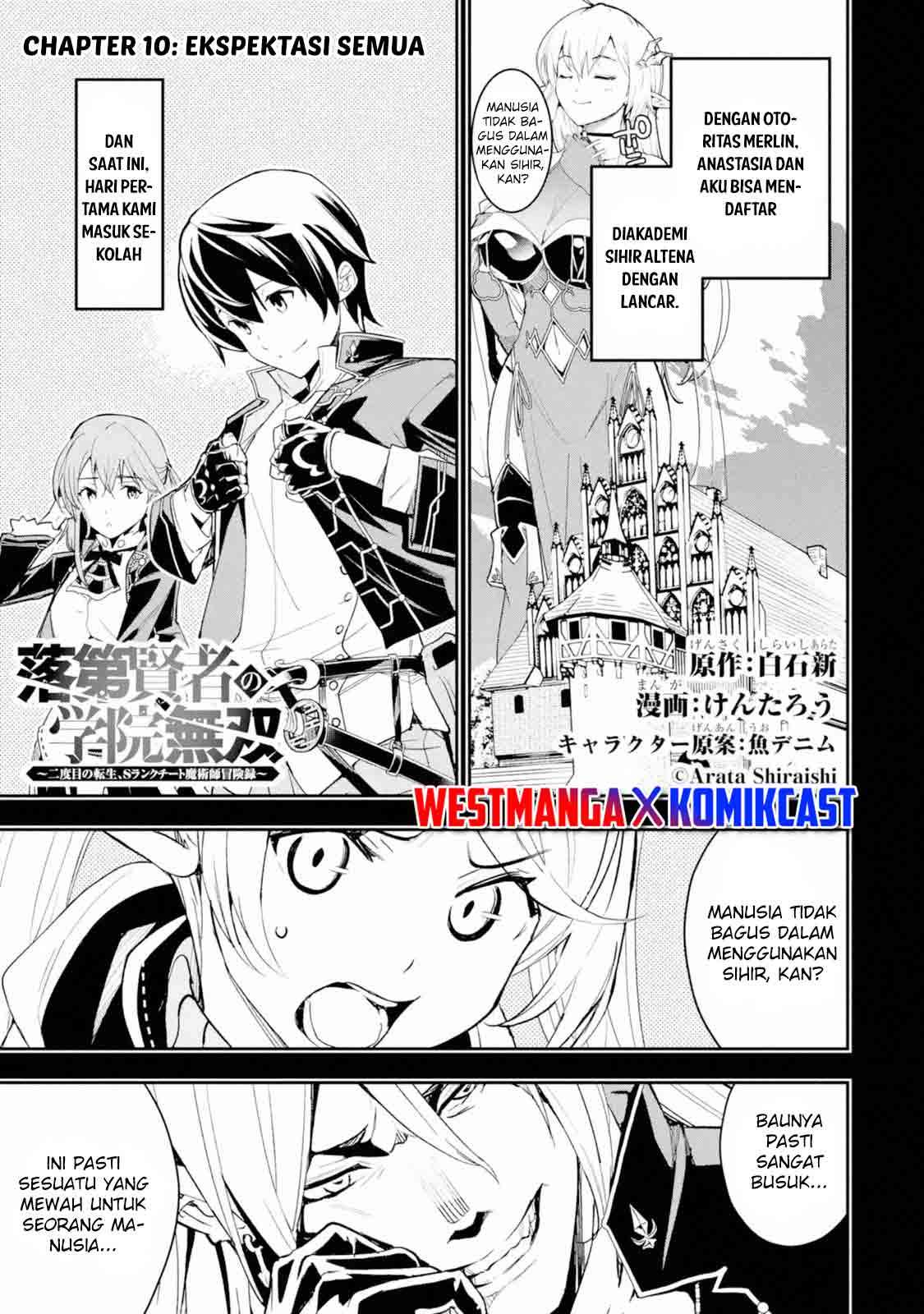 Rakudai Kenja no Gakuin Musou ~Nidome no Tensei, S-Rank Cheat Majutsushi Boukenroku~ Chapter 10 Bahasa Indonesia