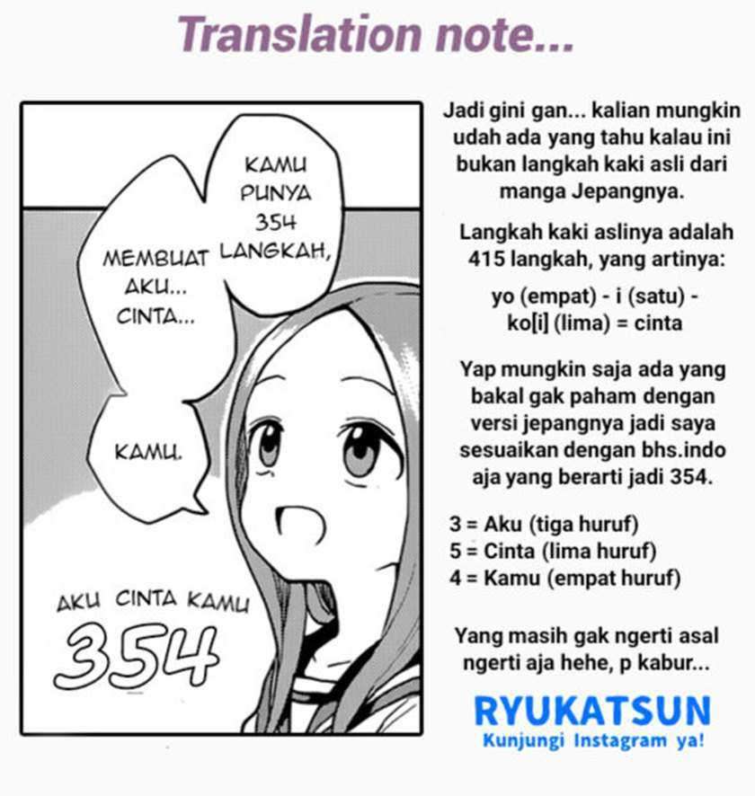 Karakai Jouzu no Takagi-san Chapter 122 Bahasa Indonesia