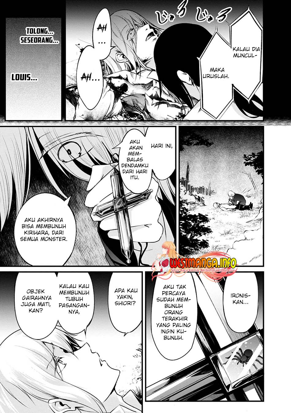 Namae no nai Kaibutsu: Kumo to Shoujo to Ryouki Satsujin Chapter 47 Bahasa Indonesia