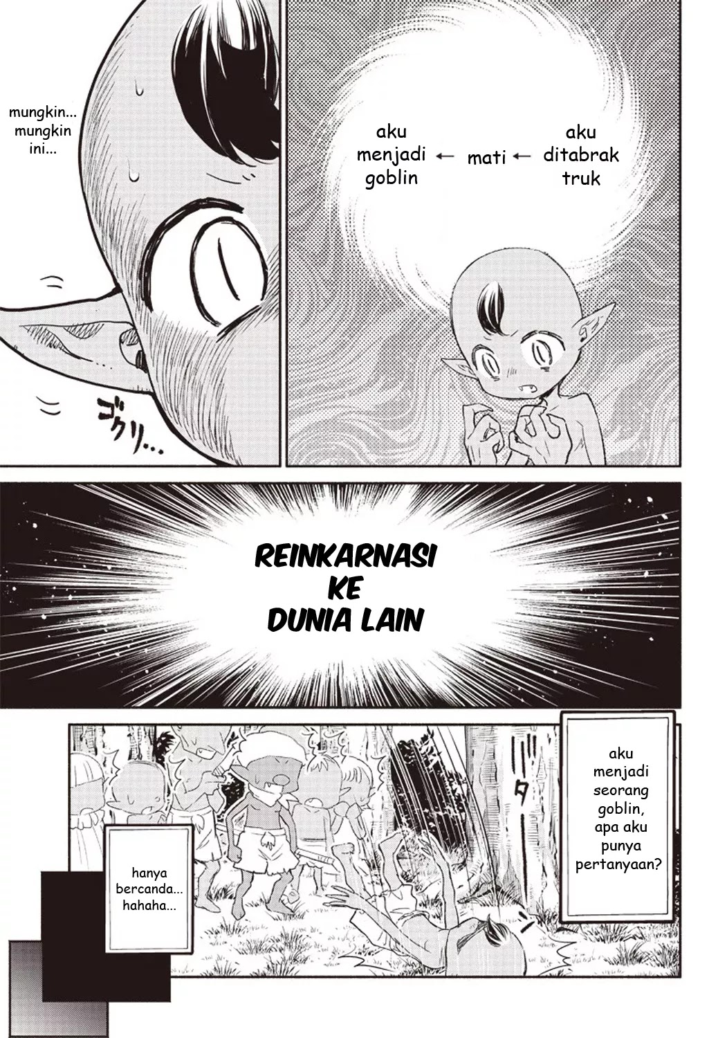 Tensei Goblin da kedo Shitsumon aru? Chapter 01 Bahasa Indonesia