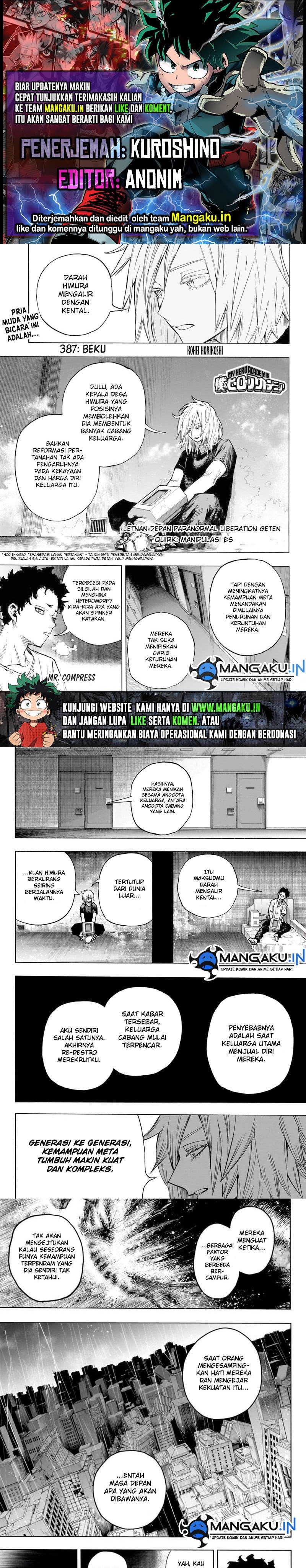 Boku no Hero Academia Chapter 387 Bahasa Indonesia