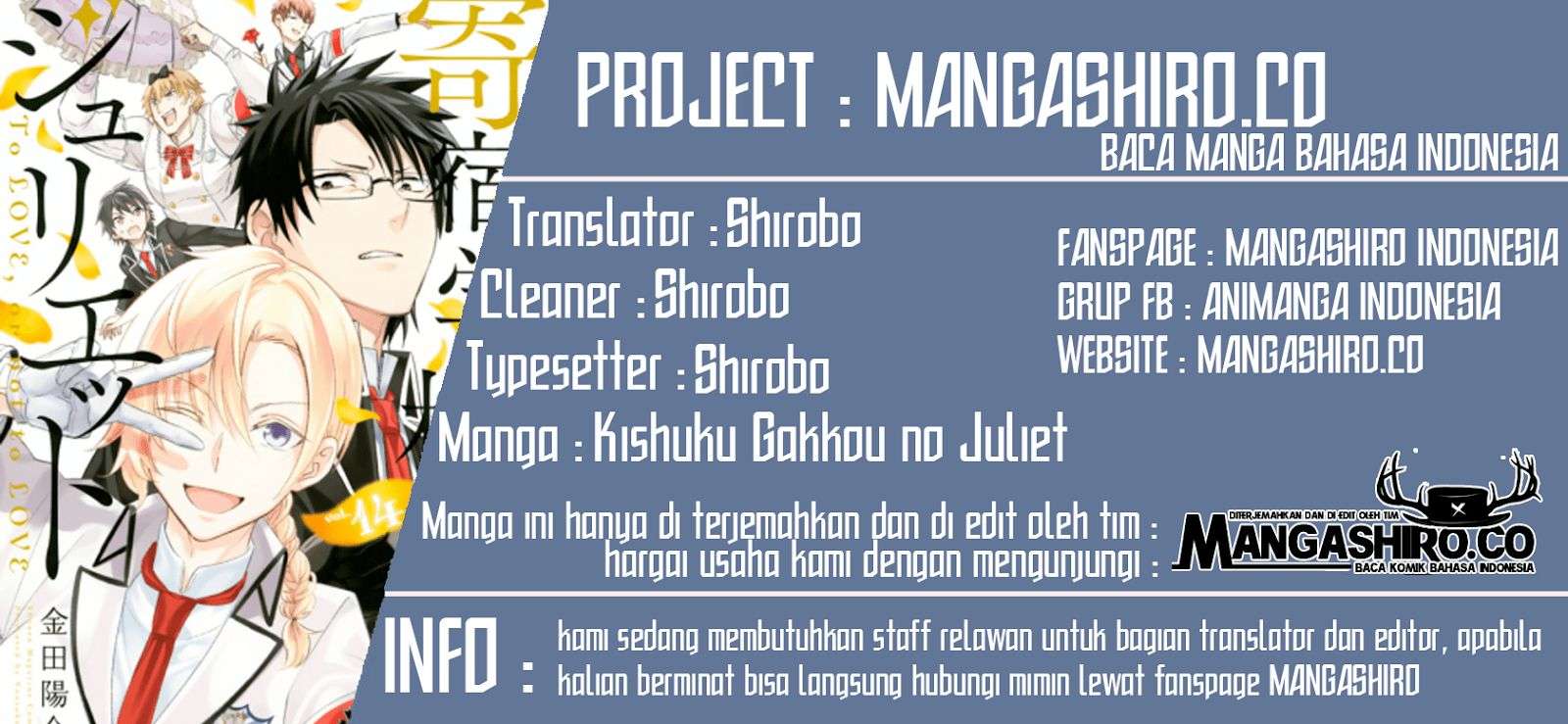 Kishuku Gakkou no Juliet Chapter 77 Bahasa Indonesia