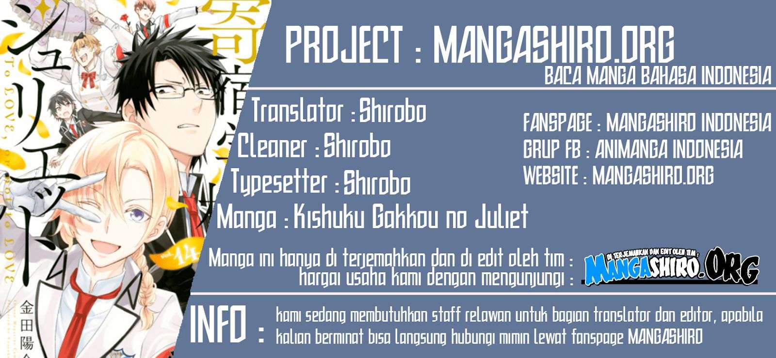 Kishuku Gakkou no Juliet Chapter 67 Bahasa Indonesia