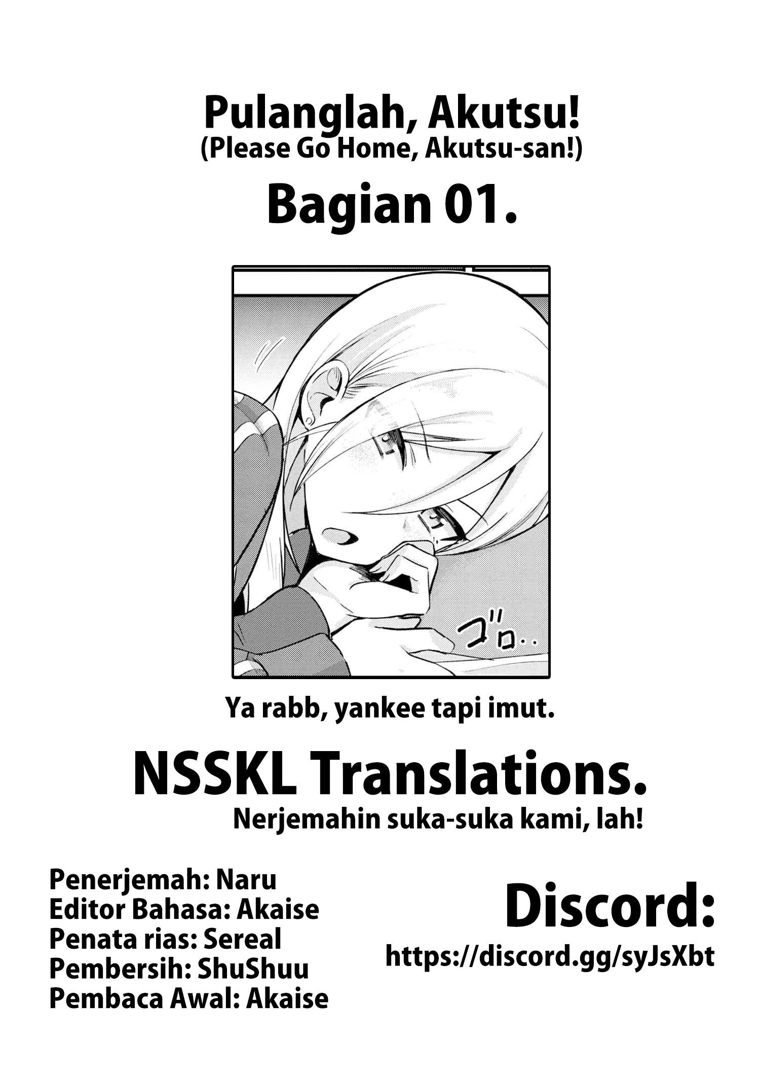 Please Go Home! Akutsu-san Chapter 01 Bahasa Indonesia