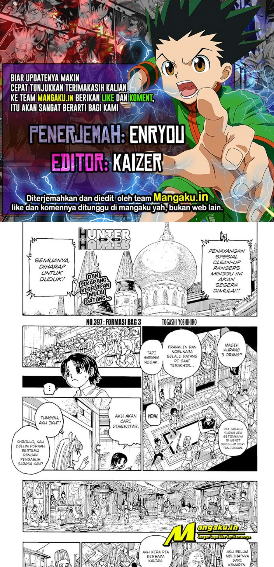 Hunter x Hunter Chapter 397 Bahasa Indonesia