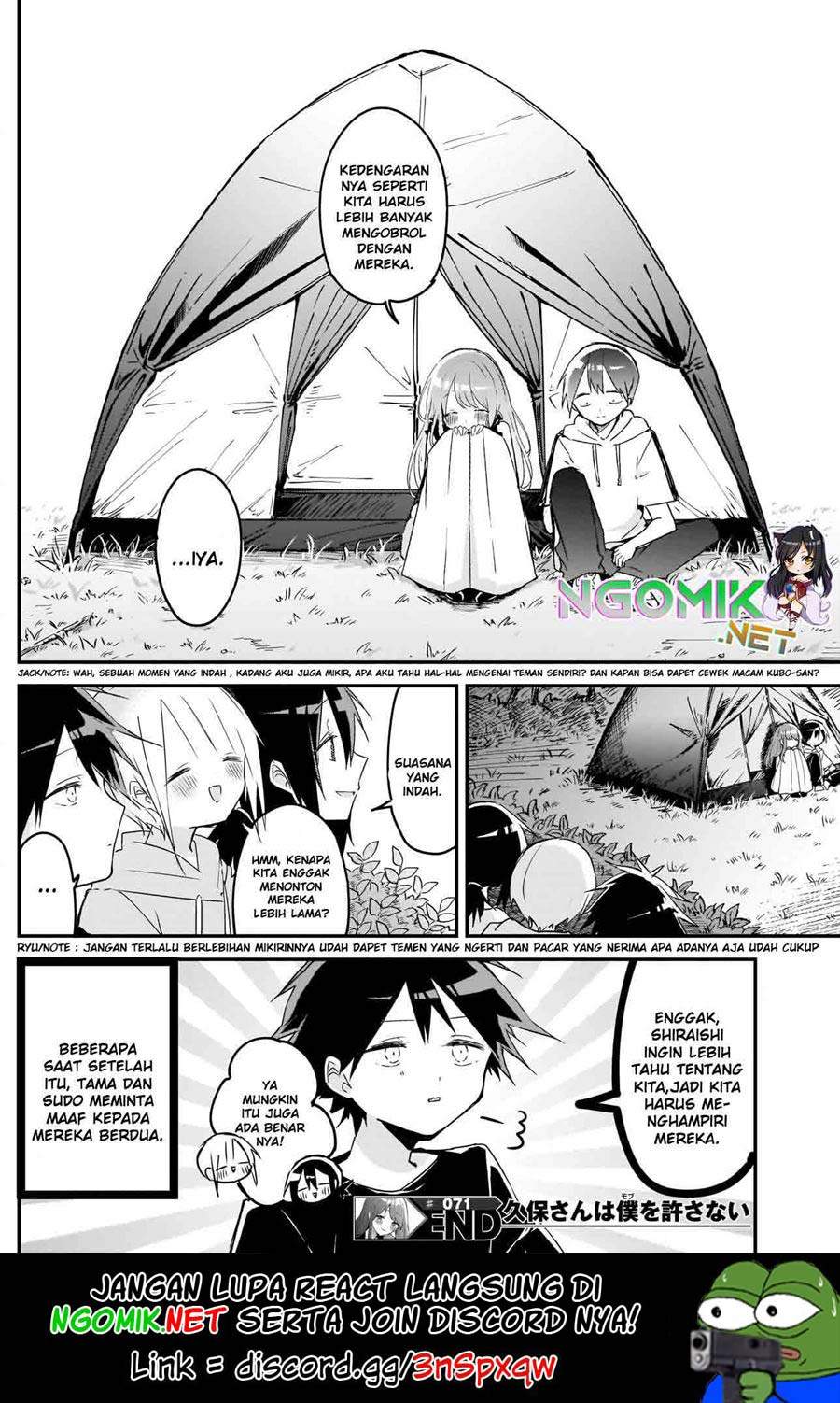 Kubo-san wa Boku (Mobu) wo Yurusanai Chapter 71 Bahasa Indonesia