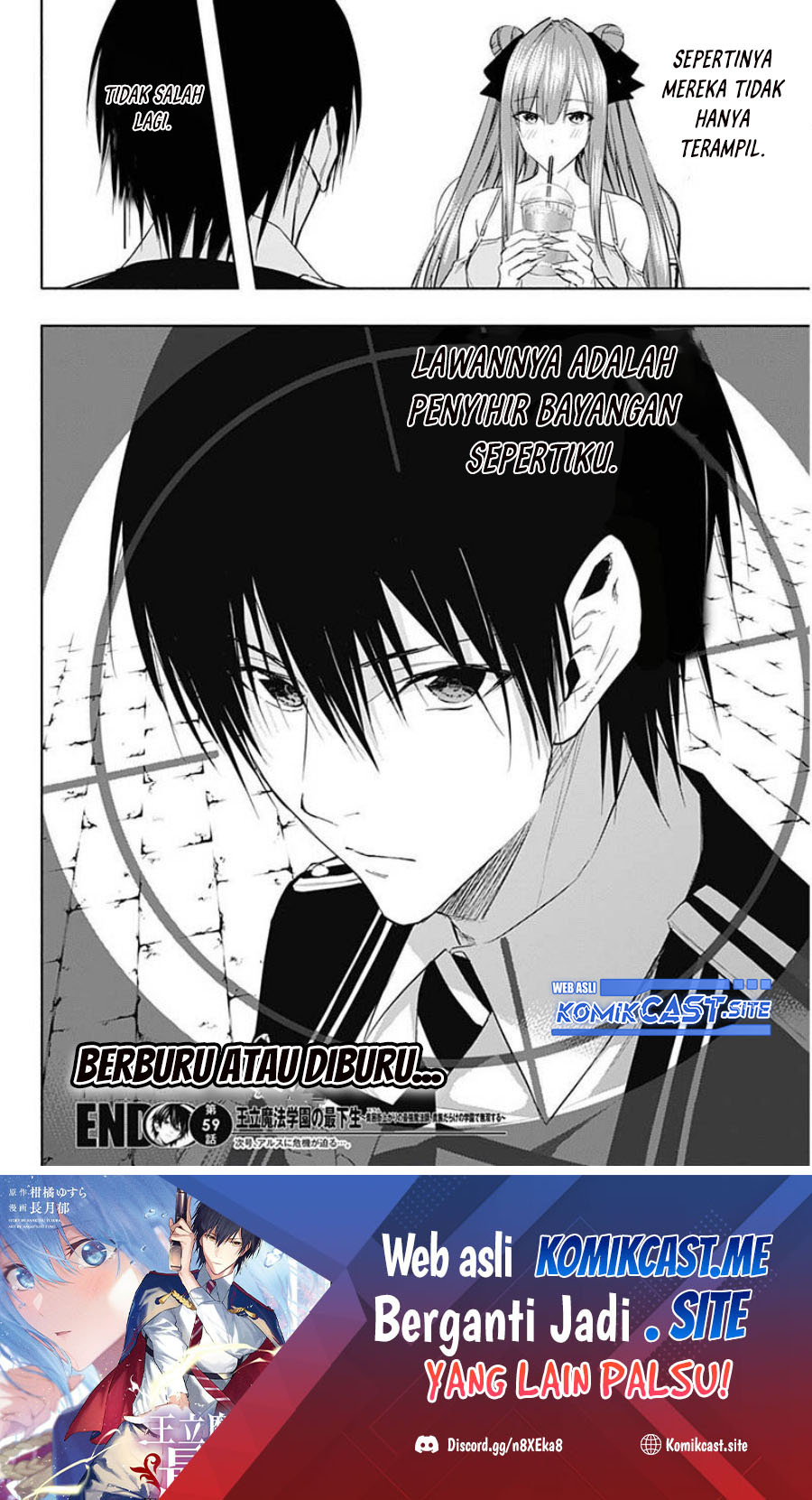 Ouritsu Mahou Gakuen no Saikasei: Slum Agari no Saikyou Mahoushi, Kizoku darake no Gakuen de Musou suru Chapter 59 Bahasa Indonesia