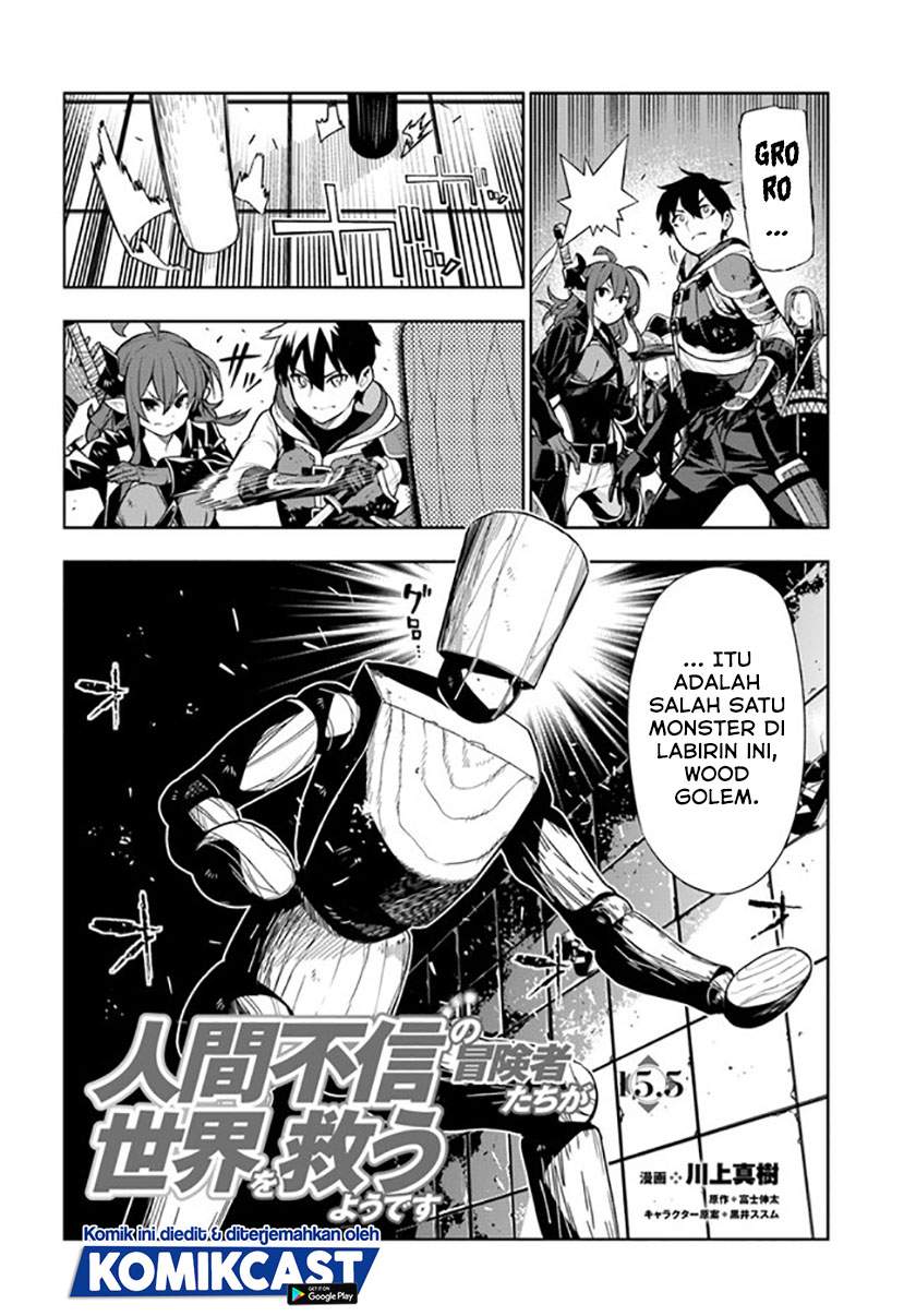 The Adventurers That Don’t Believe In Humanity Will Save The World Chapter 16.5 (Omake 15.5) Bahasa Indonesia