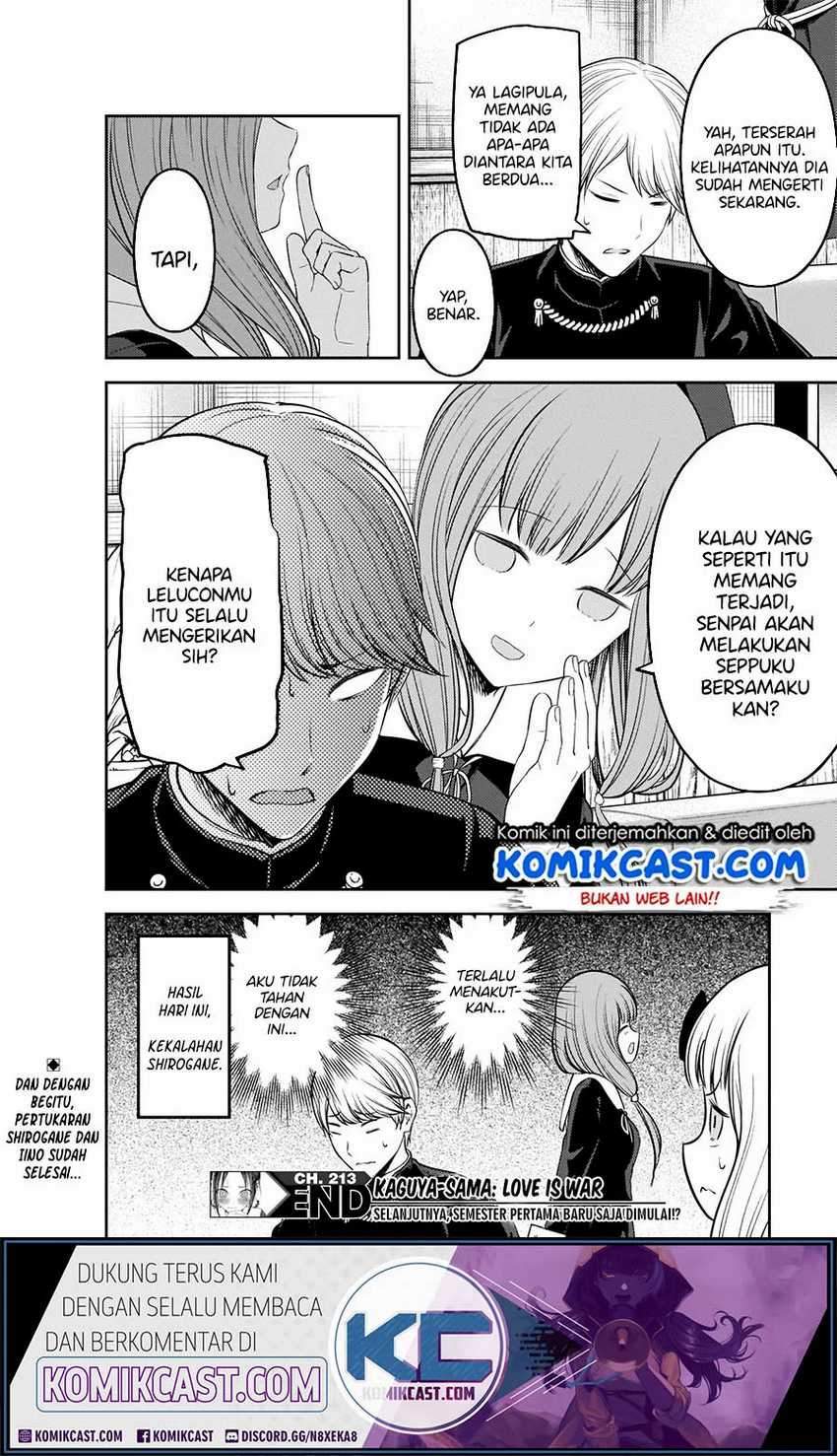 Kaguya-sama wa Kokurasetai – Tensai-tachi no Renai Zunousen Chapter 213HQ Bahasa Indonesia