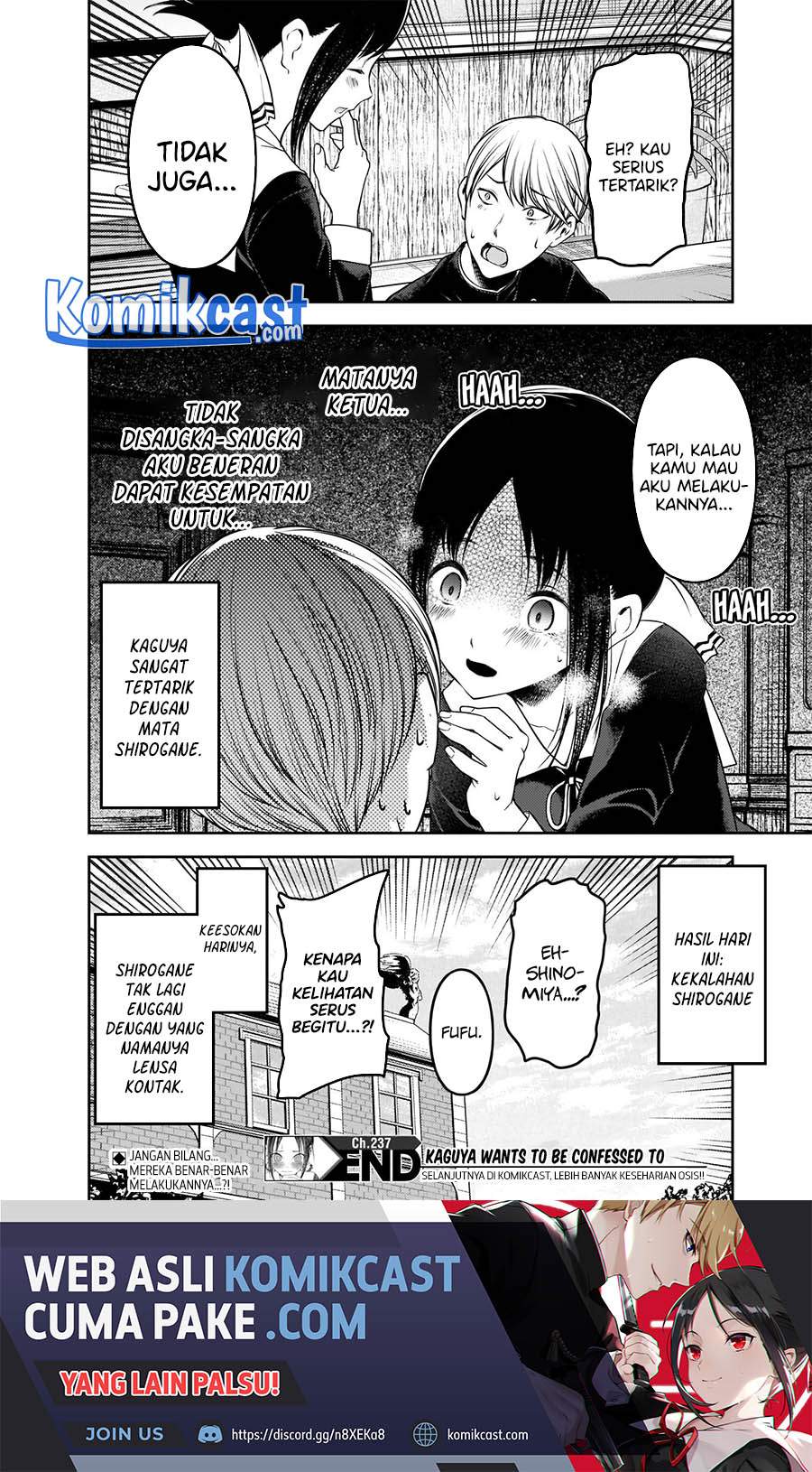 Kaguya-sama wa Kokurasetai – Tensai-tachi no Renai Zunousen Chapter 237 Bahasa Indonesia