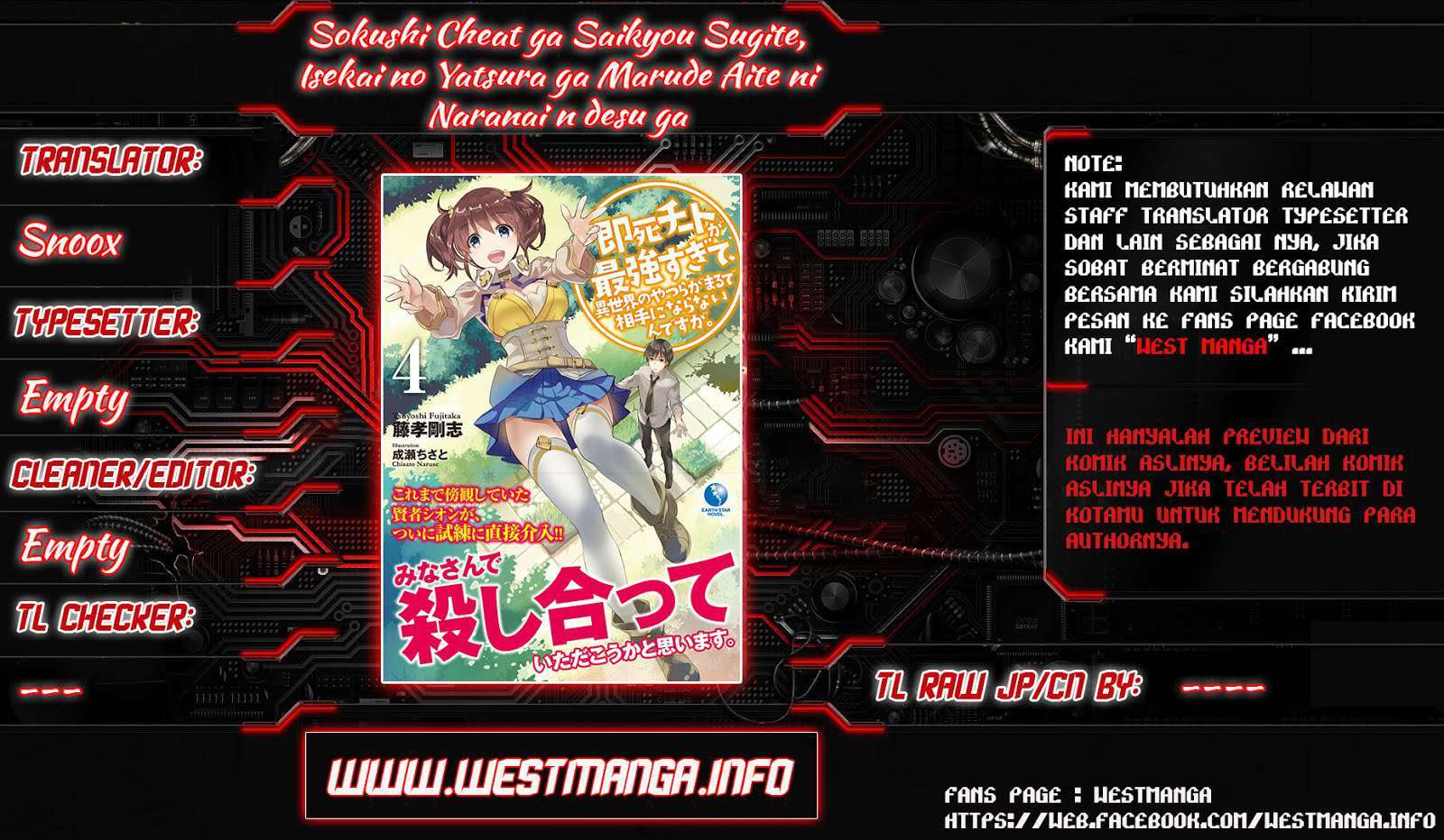 Sokushi Cheat ga Saikyou Sugite Isekai no Yatsura ga Marude Aite ni Naranai n desu ga Chapter 08 Bahasa Indonesia