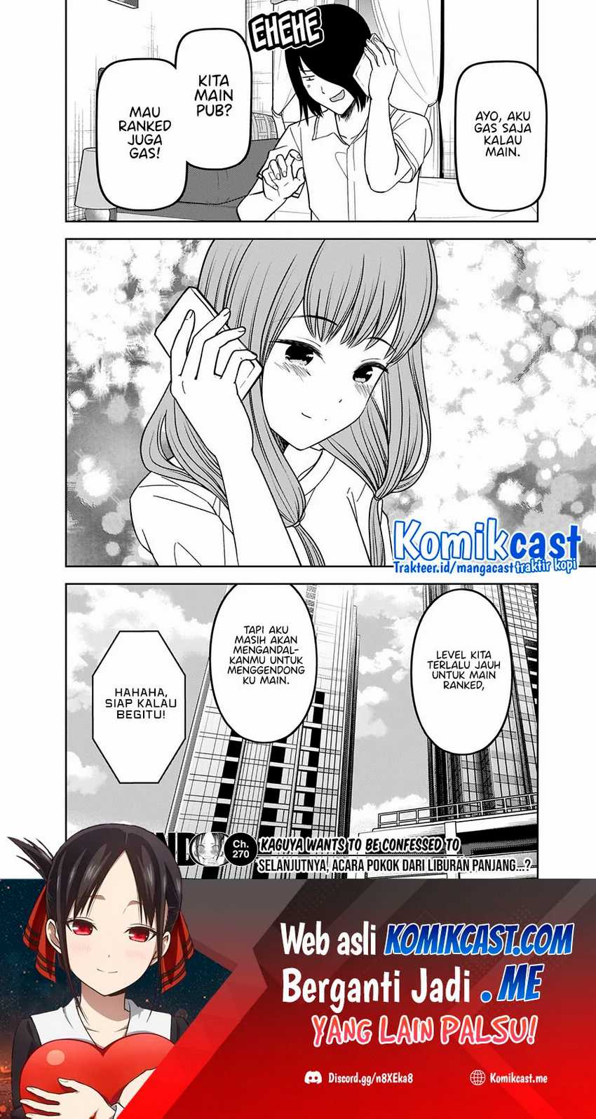 Kaguya-sama wa Kokurasetai – Tensai-tachi no Renai Zunousen Chapter 270 Bahasa Indonesia